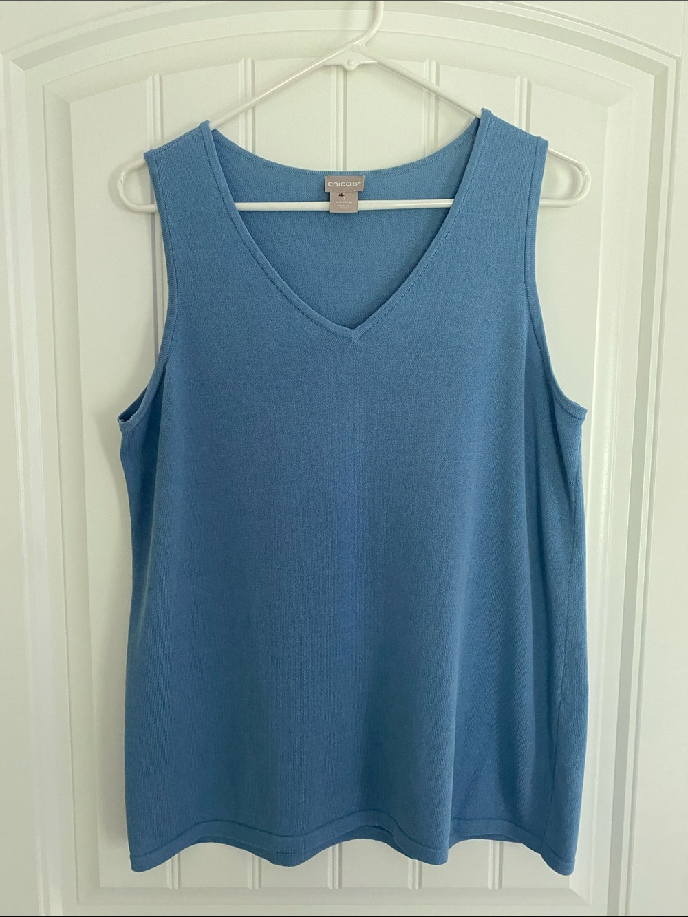 Chico's V-Neck Sleeveless Tank Top - Dusty Blue